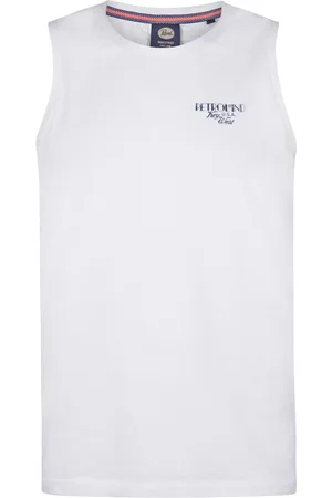 Petrol Industries Heren Backprint Singlet Bluewater - Wit - Maat L