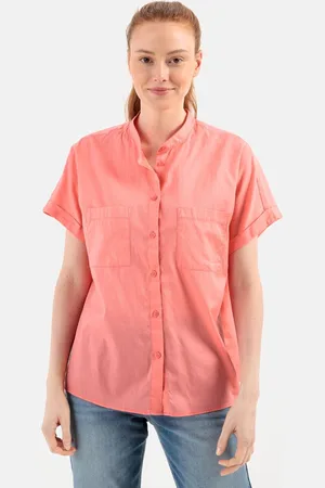 Camel Active Katoen blouse met opstaande kraag - Maat womenswear-XL - Coral