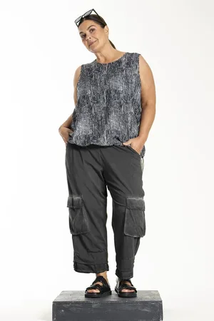 Gozzip Black singlet streep print