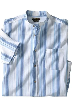 Atlas For Men Gestreept overhemd van crêpestof met maokraagje - Heren - Verkrijgbaar in grote maten - 4XL