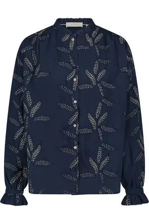 NUKUS Blouse Jenna Embroidery Blauw dames