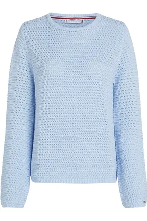 Tommy Hilfiger Trui Pointelle Crochet Open Blauw dames