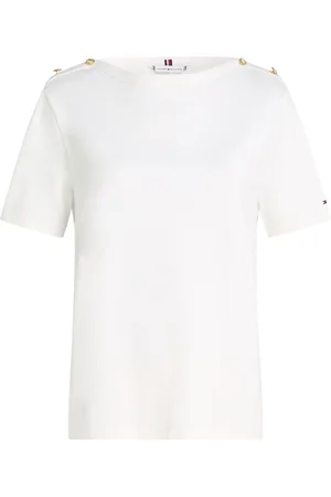 Tommy Hilfiger T-shirt Stripe Gold Wit dames