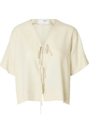 SELECTED Blouse Natuk Boxy Tie Wit dames