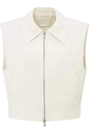 YAYA Cropped sleeveless jacket Bruin dames