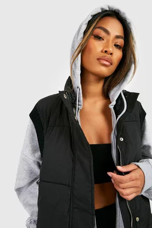 Boohoo Dames Lange Bodywarmers - Oversized Geribbelde Bodywarmer, Black