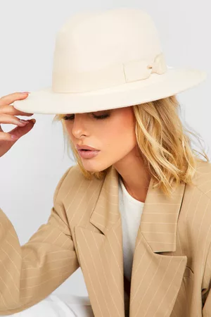 Boohoo Dames Hoeden - Klassieke Fedora Met Strik Detail, Cream