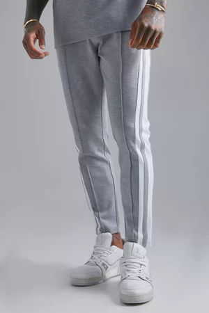 Boohoo Dames Lange broeken - Luxe Slim Fit Joggingbroek Met Panelen, Grey