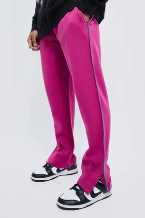 Boohoo Dames Lange broeken - Regular Fit Joggingbroek Met Split En Contrasterende Stiksels, Purple