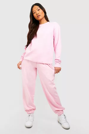 Boohoo Dames Trainingspakken - Petite Oversized Trainingspak Met Trui, Pale Pink