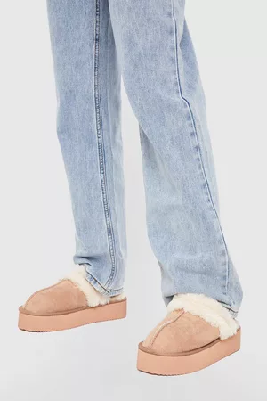 Boohoo Hakken Met Bont En Plateauzool, Mocha