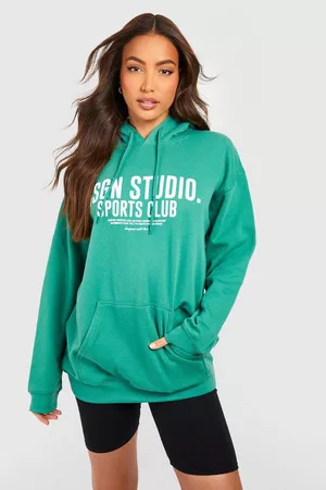 Boohoo Dames Sport sweaters - Tall Sports Studio Front Print Hoodie, Green
