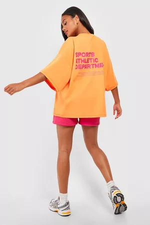 Boohoo Dames Sportshirts - Sports Athletic Slogan Oversized T-Shirt, Orange