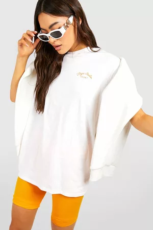 Boohoo Dames Sportshirts - Dsgn Studio Sport Printed Oversized T-Shirt, White