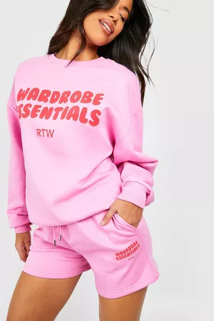 Boohoo Dames Korte sportbroeken - Tall Wardrobe Essential Sweat Short Tracksuit, Pink
