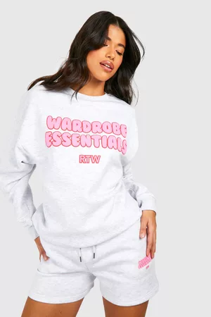 Boohoo Dames Korte sportbroeken - Tall Wardrobe Essential Sweat Short Tracksuit, Grey