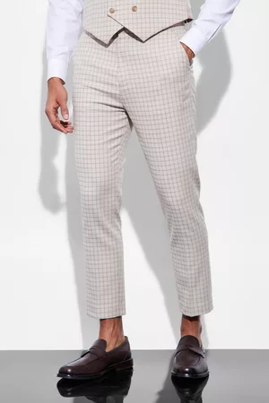 Boohoo Dames Broeken voor pakken - Tapered Flannel Suit Pants, Sand