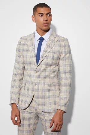 Boohoo Dames Donsjassen - Skinny Single Breasted Flannel Suit Jacket, Beige