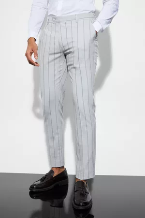 Boohoo Dames Broeken voor pakken - Slim Striped Suit Pants, Light Grey