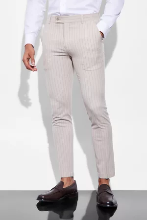 Boohoo Dames Broeken voor pakken - Skinny Striped Suit Pants, Beige