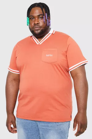 Boohoo Heren Poloshirts - Plus V Neck Man Polo, Orange