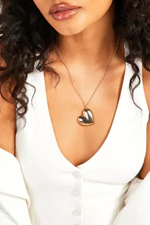 Boohoo Gouden Kettingen - Single Drop Heart Necklace, Gold