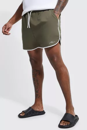 Boohoo Heren Shorts - Plus Man Signature Runner Swim Short, Khaki