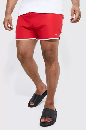 Boohoo Heren Shorts - Plus Man Signature Runner Swim Short, Red
