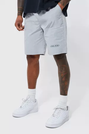 Boohoo Shorts - Elastic Comfort Heavyweight Crinkle Short, Light Grey