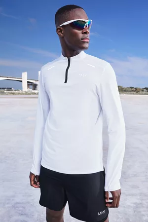 Boohoo Heren Sport sweaters - Man Active Lightweight Performance ¼ Zip, White