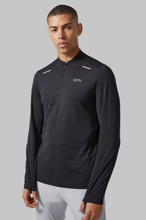 Boohoo Heren Sport sweaters - Man Active Lightweight Performance ¼ Zip, Black
