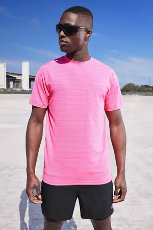 Boohoo Heren Sportshirts - Man Active Lightweight Performance T-Shirt, Neon-Pink