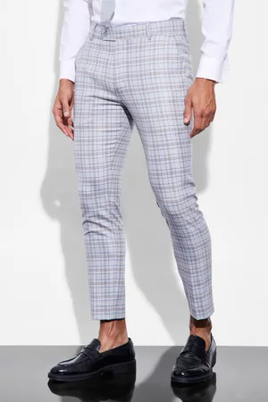 Boohoo Dames Broeken voor pakken - Skinny Crop Flannel Suit Pants, Light Grey