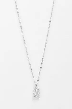 Boohoo Zilveren Kettingen - Diamante Bear Drop Necklace, Silver