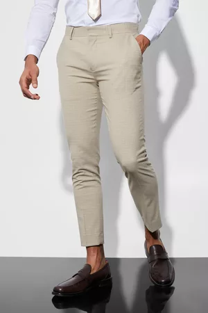 Boohoo Dames Broeken voor pakken - Skinny Crop Micro Flannel Suit Pants, Beige