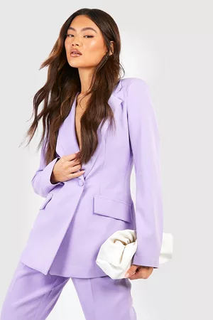 Boohoo Dames Blazers - Plunge Tailored Fitted Blazer, Lilac