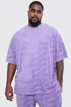 Boohoo Heren Lange mouw - Plus Oversized Debossed Man T-Shirt, Lilac