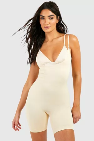Boohoo Dames Shapewear - Seamless Control Shaping Under Bust Leotard, Nude