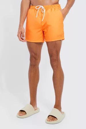 Boohoo Heren Shorts - Tall Short Length Plain Man Swim Shorts, Orange