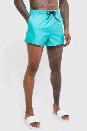 Boohoo Heren Shorts - Short Length Plain Man Swim Shorts, Green