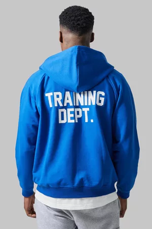 Boohoo Heren Sport sweaters - Man Active Training Dept Boxy Zip Hoodie, Cobalt