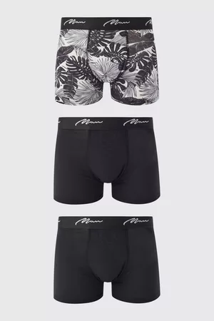 Boohoo Boxers - 3 Pack Tropical Print Boxers, Black