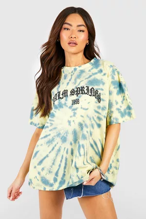 Boohoo Dames T-shirts - Palm Springs Tie Dye Oversized T-Shirt, Grey