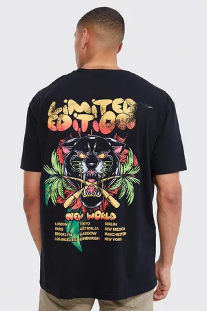 Boohoo Dames Lange mouw - Oversized Tropical Palm Back Graphic T-Shirt, Black
