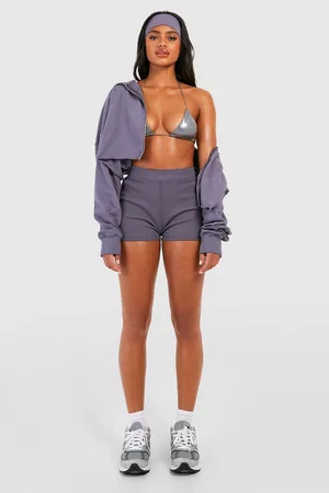 Boohoo Dames Shorts - Overdyed Ribbed Booty Short, Petrol