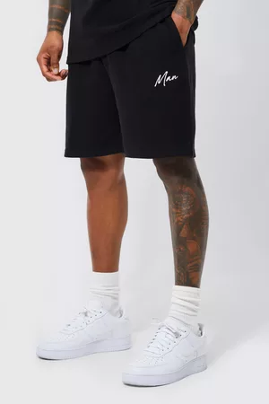 Boohoo Heren Denim Shorts - Loose Fit Man Jersey Twill Shorts, Black