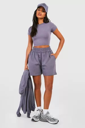 Boohoo Dames Casual jurken - Overdyed Deep Waistband Oversized Sweat Short, Petrol