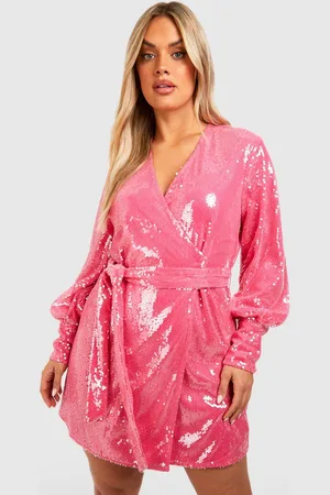 Boohoo Plus Wikkeljurk Met Pailletten