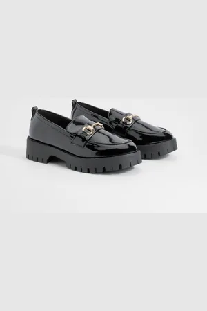 Boohoo Brede Dikke Nepleren Loafers Met T-Bar