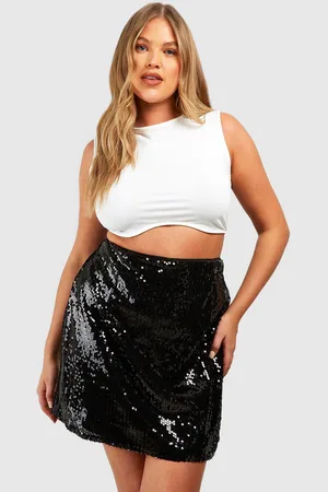 Boohoo Plus Doorschijnend Mini Rokje Met Pailletten